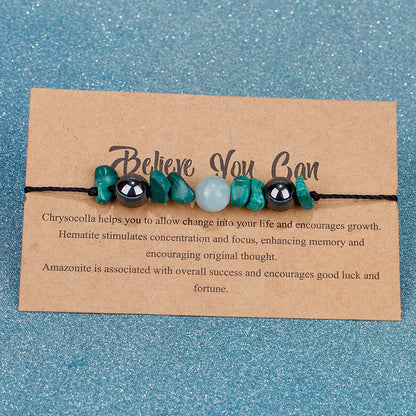 Quartz and Green 'Believe You Can' Adjustable Bracelet, bracelet for women, vintage-inspired design, styled look