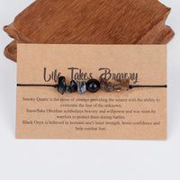 Black Quartz 'Life Takes Bravery' Adjustable Bracelet