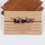 Black Quartz 'Life Takes Bravery' Adjustable Bracelet