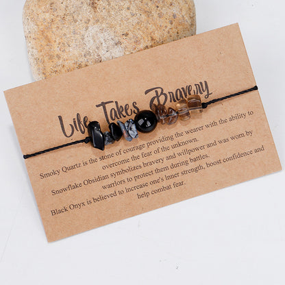 Black Quartz 'Life Takes Bravery' Adjustable Bracelet, bracelet for women, everyday style, lifestyle look