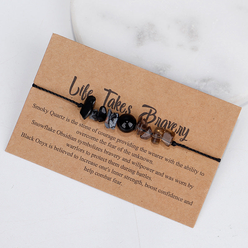 Black Quartz 'Life Takes Bravery' Adjustable Bracelet, bracelet for women, everyday style, styled look