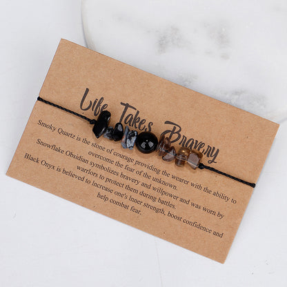 Black Quartz 'Life Takes Bravery' Adjustable Bracelet, bracelet for women, everyday style, styled look