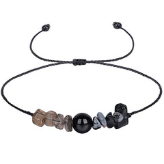 Black Quartz 'Life Takes Bravery' Adjustable Bracelet
