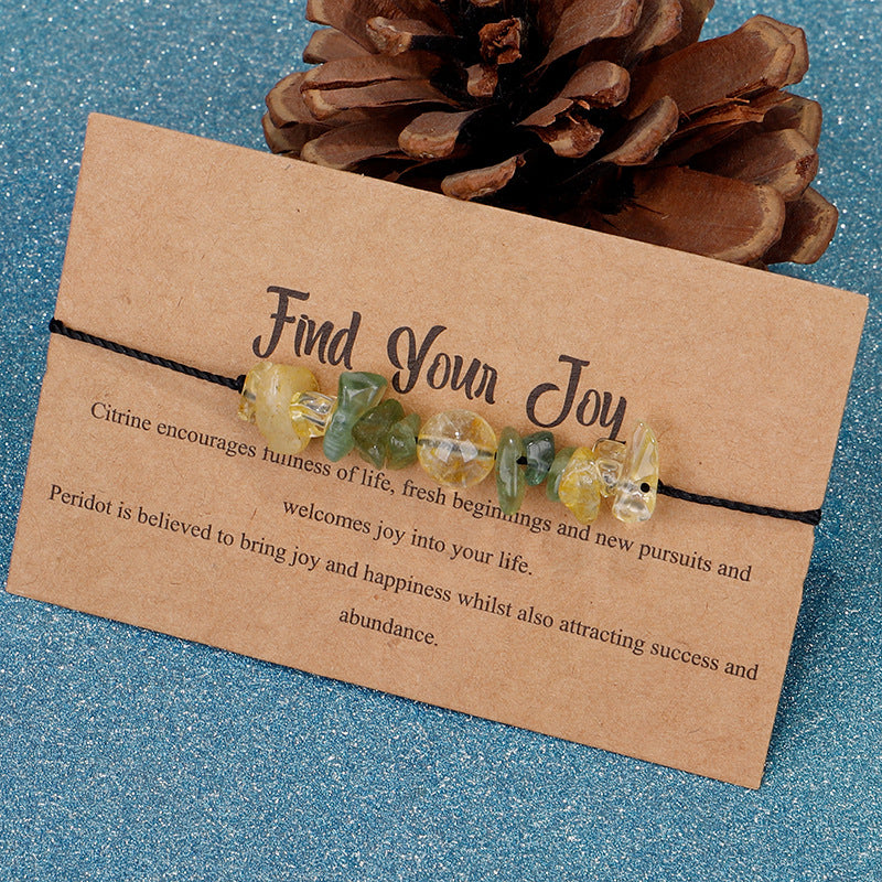 Yellow and Green 'Find Your Joy' Adjustable Bracelet, bracelet for women, everyday style, front view