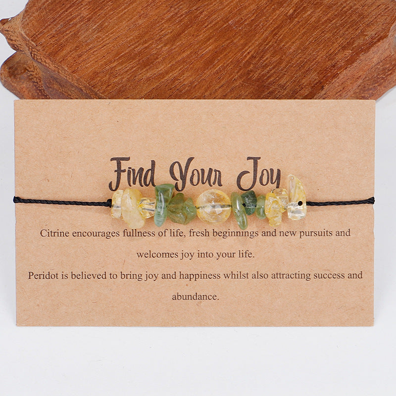 Yellow and Green 'Find Your Joy' Adjustable Bracelet, bracelet for women, everyday style, detail close-up