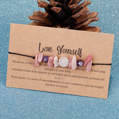 Purple Quartz 'Love Yourself' Adjustable Bracelet, bracelet for women, vintage-inspired design, detail close-up