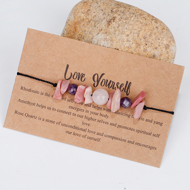Purple Quartz 'Love Yourself' Adjustable Bracelet