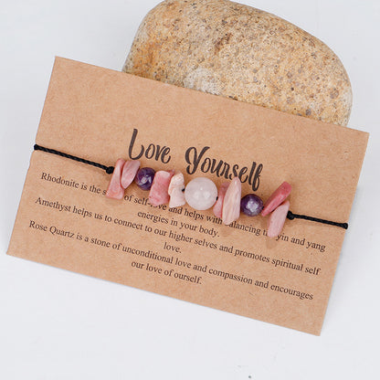Purple Quartz 'Love Yourself' Adjustable Bracelet, bracelet for women, vintage-inspired design, lifestyle look