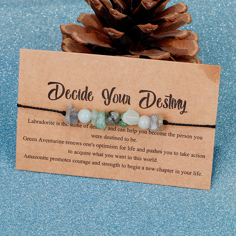 Green Quartz 'Decide Your Destiny' Adjustable Bracelet, bracelet for women, botanical inspired, front view