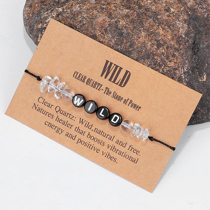 Clear and Black 'Wild' Adjustable Bracelet, bracelet for women, botanical inspired, front view