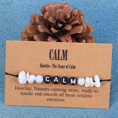 White Turquoise and Black 'Calm' Adjustable Bracelet, bracelet for women, everyday style, front view