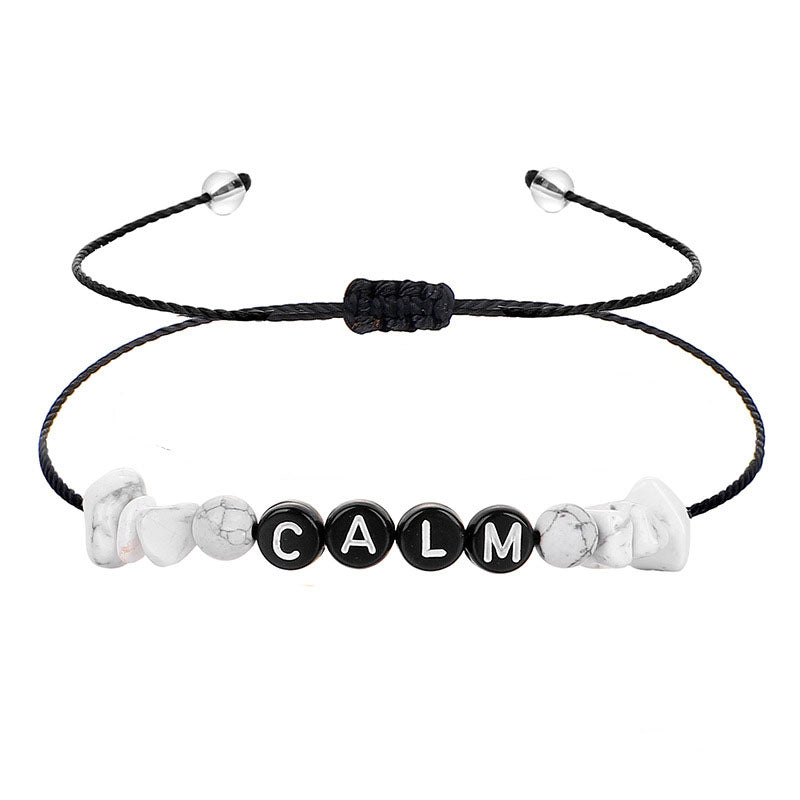 White Turquoise and Black 'Calm' Adjustable Bracelet, bracelet for women, everyday style, detail close-up