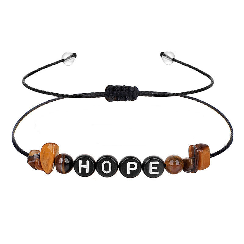 Quartz and Black 'Hope' Adjustable Bracelet, bracelet for women, everyday style, side view