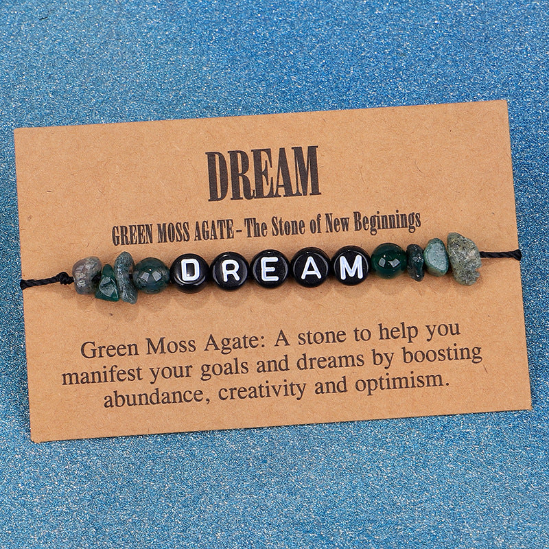 Green Quartz and Black 'Dream' Adjustable Bracelet, bracelet for women, dainty minimalist design, front view