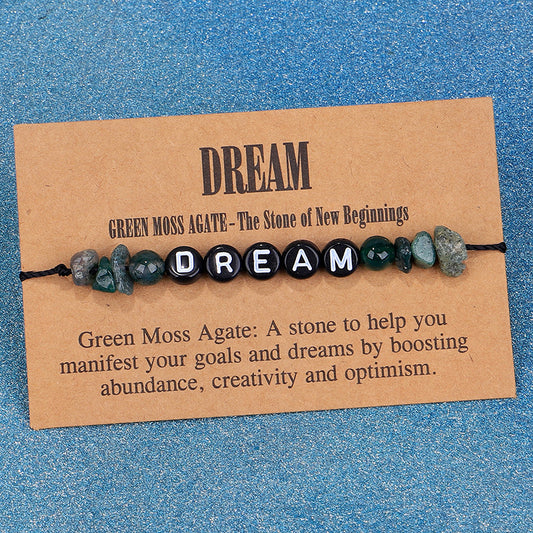 Green Quartz and Black 'Dream' Adjustable Bracelet, bracelet for women, vintage-inspired design, front view