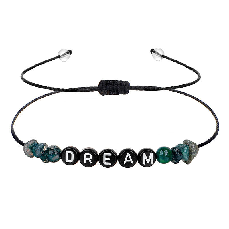 Green Quartz and Black 'Dream' Adjustable Bracelet, bracelet for women, dainty minimalist design, side view