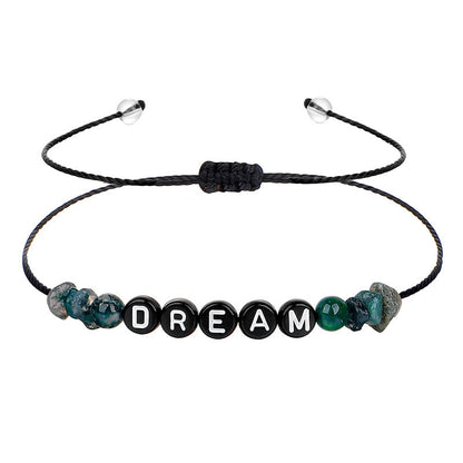 Green Quartz and Black 'Dream' Adjustable Bracelet, bracelet for women, dainty minimalist design, side view