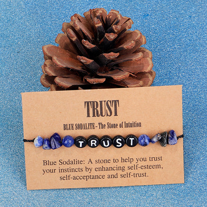 Blue Quartz and Black 'Trust' Adjustable Bracelet, bracelet for women, everyday style, detail close-up