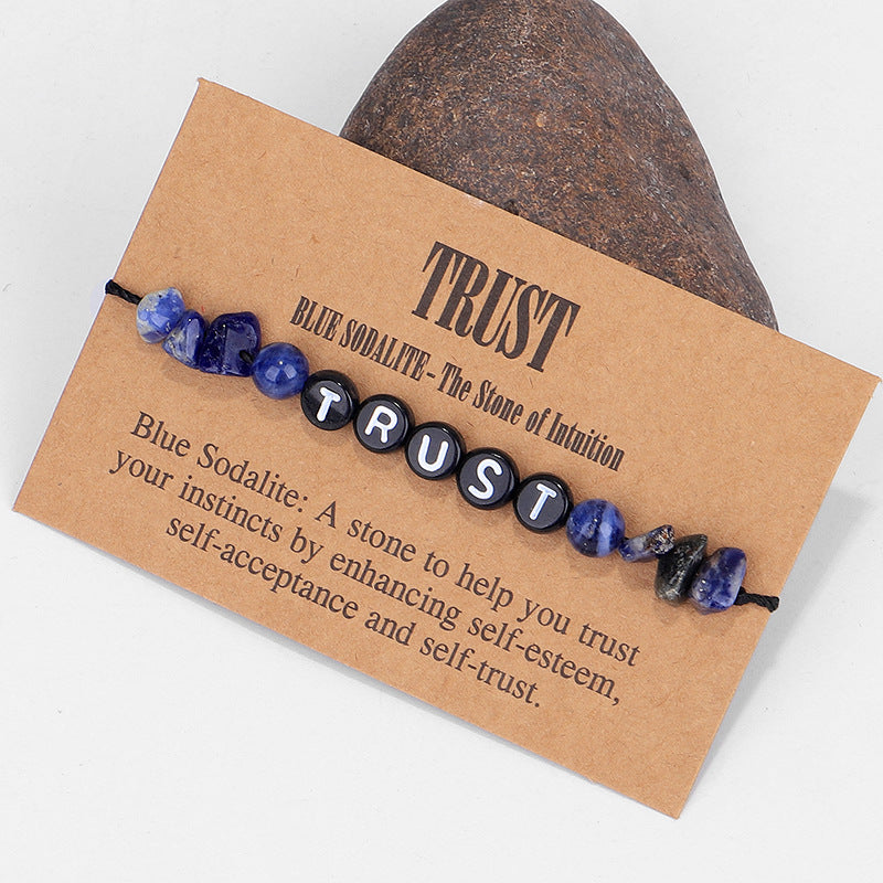 Blue Quartz and Black 'Trust' Adjustable Bracelet, bracelet for women, everyday style, lifestyle look