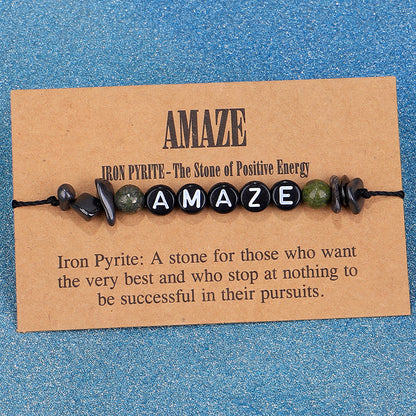 Quartz and Black 'Amaze' Adjustable Bracelet, bracelet for women, vintage-inspired design, front view