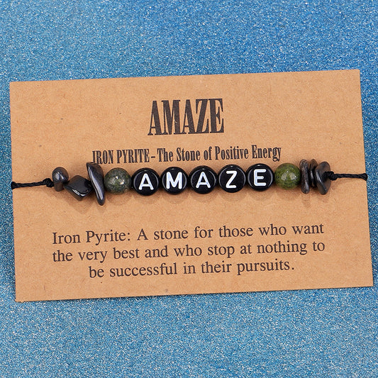 Quartz and Black 'Amaze' Adjustable Bracelet, bracelet for women, vintage-inspired design, front view