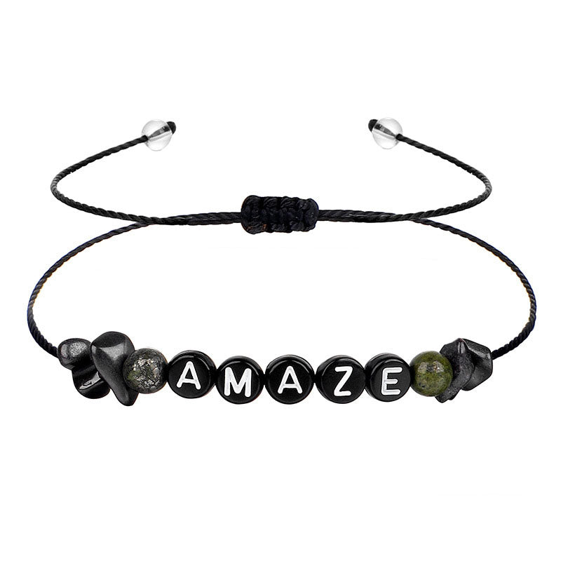 Quartz and Black 'Amaze' Adjustable Bracelet, bracelet for women, vintage-inspired design, side view