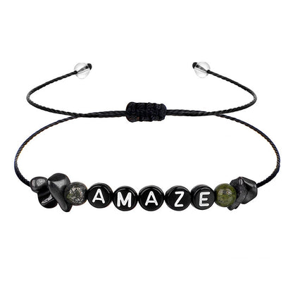 Quartz and Black 'Amaze' Adjustable Bracelet, bracelet for women, vintage-inspired design, side view