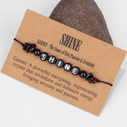 Quartz and Black 'Shine' Adjustable Bracelet, bracelet for women, elegant gift for her, front view