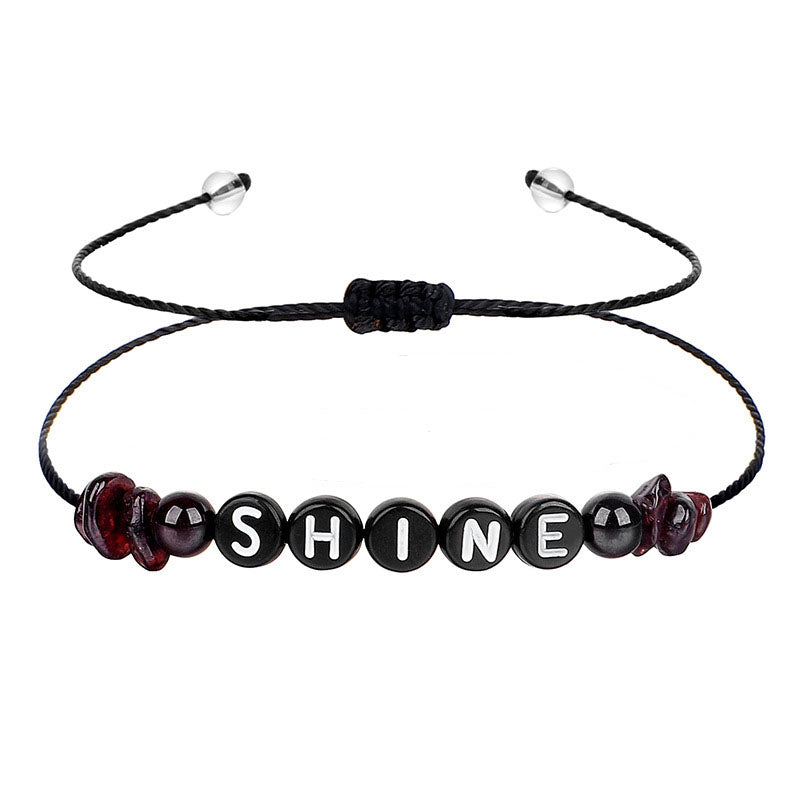 Quartz and Black 'Shine' Adjustable Bracelet, bracelet for women, elegant gift for her, side view