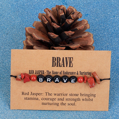 Red Quartz and Black 'Brave' Adjustable Bracelet, bracelet for women, vintage-inspired design, detail close-up
