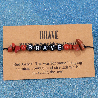 Red Quartz and Black 'Brave' Adjustable Bracelet, bracelet for women, vintage-inspired design, lifestyle look