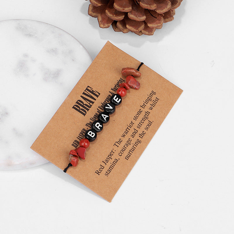 Red Quartz and Black 'Brave' Adjustable Bracelet, bracelet for women, vintage-inspired design, styled look