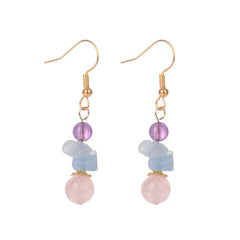Pink Quartz & 18K Gold-Plated Beads Drop Earrings