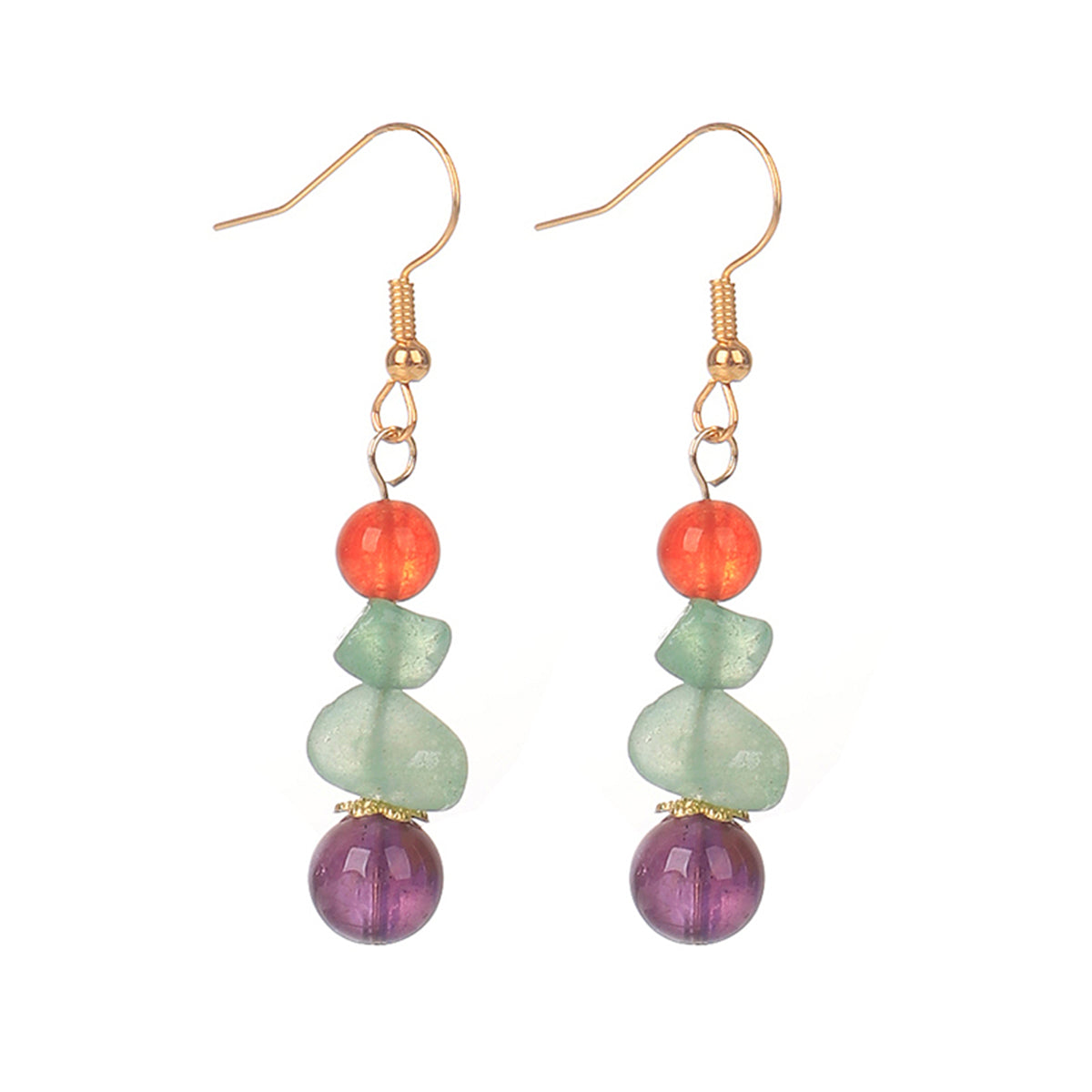 Purple Quartz & 18K Gold-Plated Beads Drop Earrings