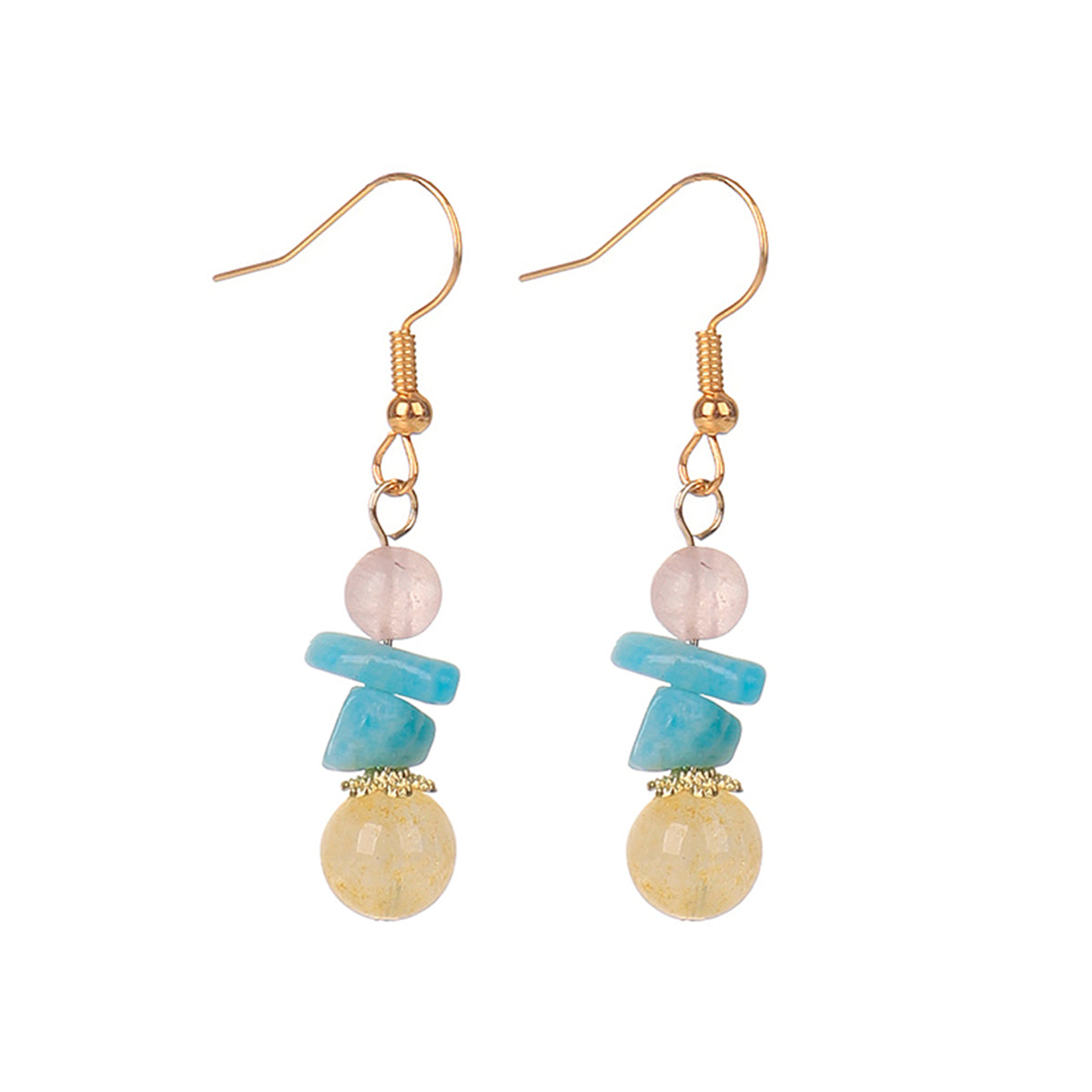 Yellow Quartz & 18K Gold-Plated Beads Drop Earrings