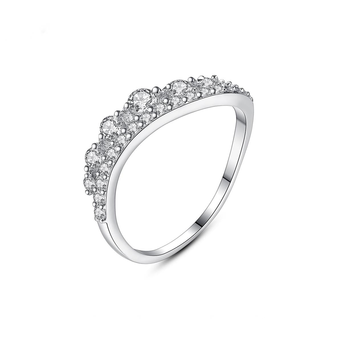 Crystal and Cubic Zirconia Thin Band Ring, statement rings for women, elegant gift for her, front view