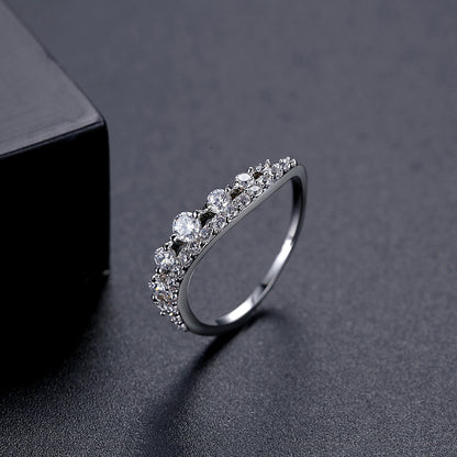 Crystal and Cubic Zirconia Thin Band Ring, statement rings for women, elegant gift for her, side view