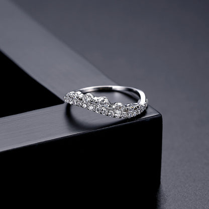 Crystal and Cubic Zirconia Thin Band Ring, statement rings for women, elegant gift for her, detail close-up
