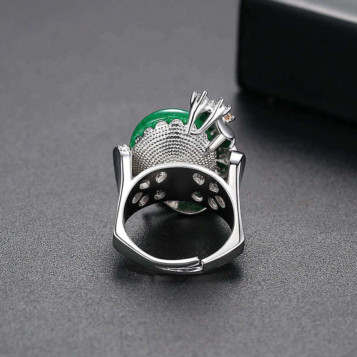 Cubic Zirconia and Green Quartz Flower Adjustable Ring, statement rings for women, everyday style, lifestyle look