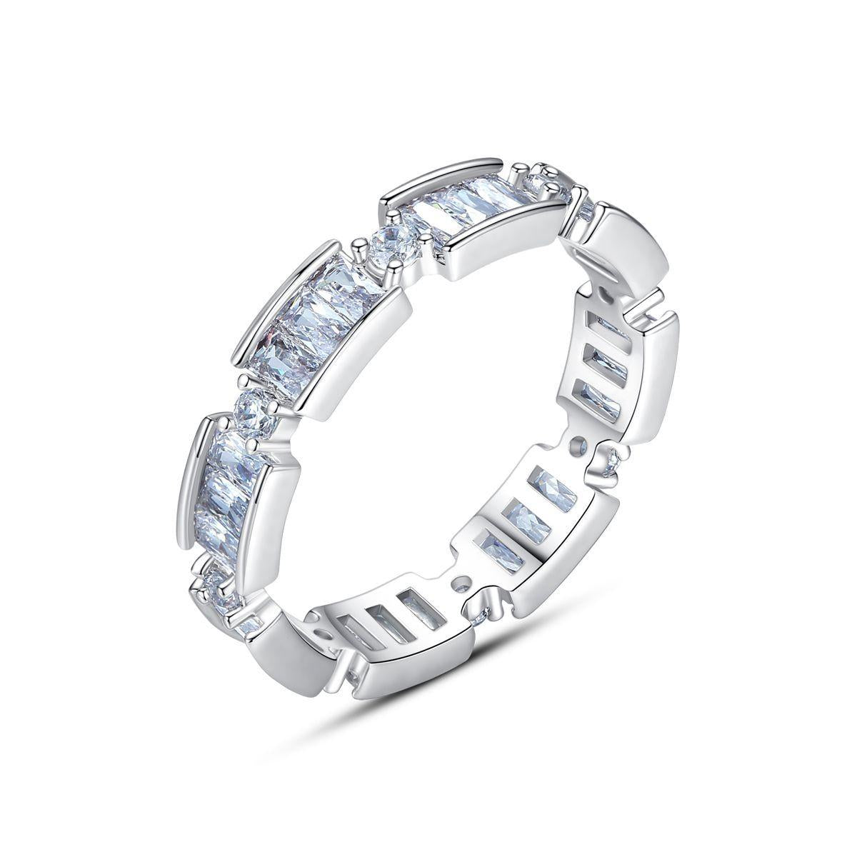 Crystal and Cubic Zirconia Thin Band Ring, statement rings for women, dainty minimalist design, front view