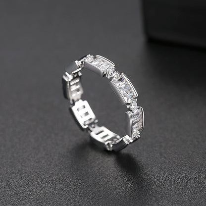 Crystal and Cubic Zirconia Thin Band Ring, statement rings for women, dainty minimalist design, side view