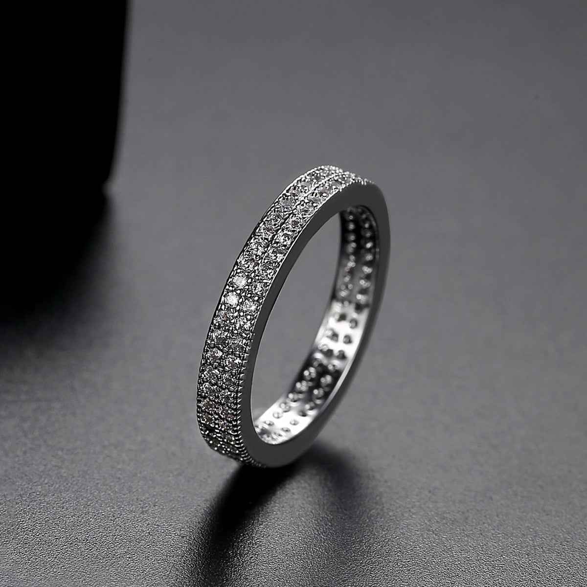 Cubic Zirconia and Silver-Plated Invisible Band, silver statement rings for women, elegant gift for her, front view