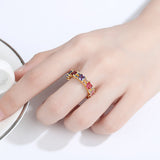 Multicolor Lab-Created Crystal & Cubic Zirconia Princess-Cut Band