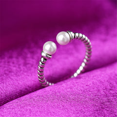 Pearl & Silver-Plated End Open Ring