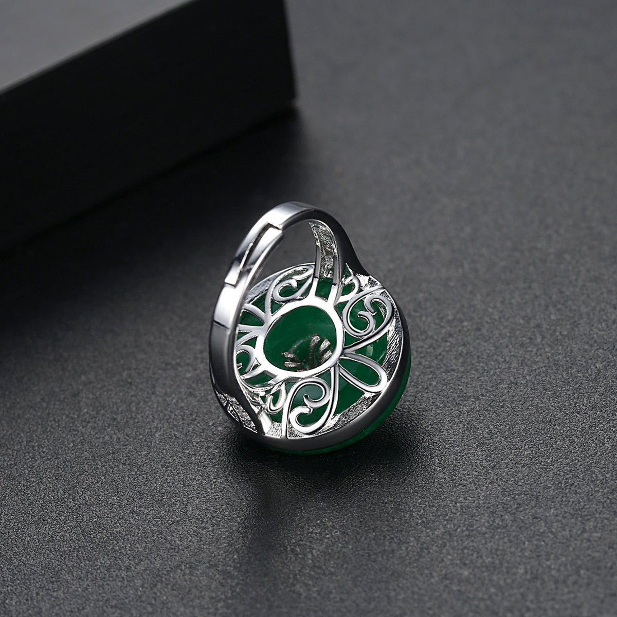 Cubic Zirconia and Green Quartz Flower Round Adjustable Ring, statement rings for women, lifestyle look