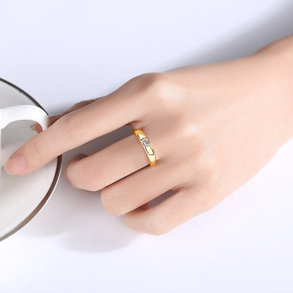 Crystal and 18K Gold-Plated Radiant-Cut Open Ring, gold statement rings for women, vintage-inspired design, lifestyle look