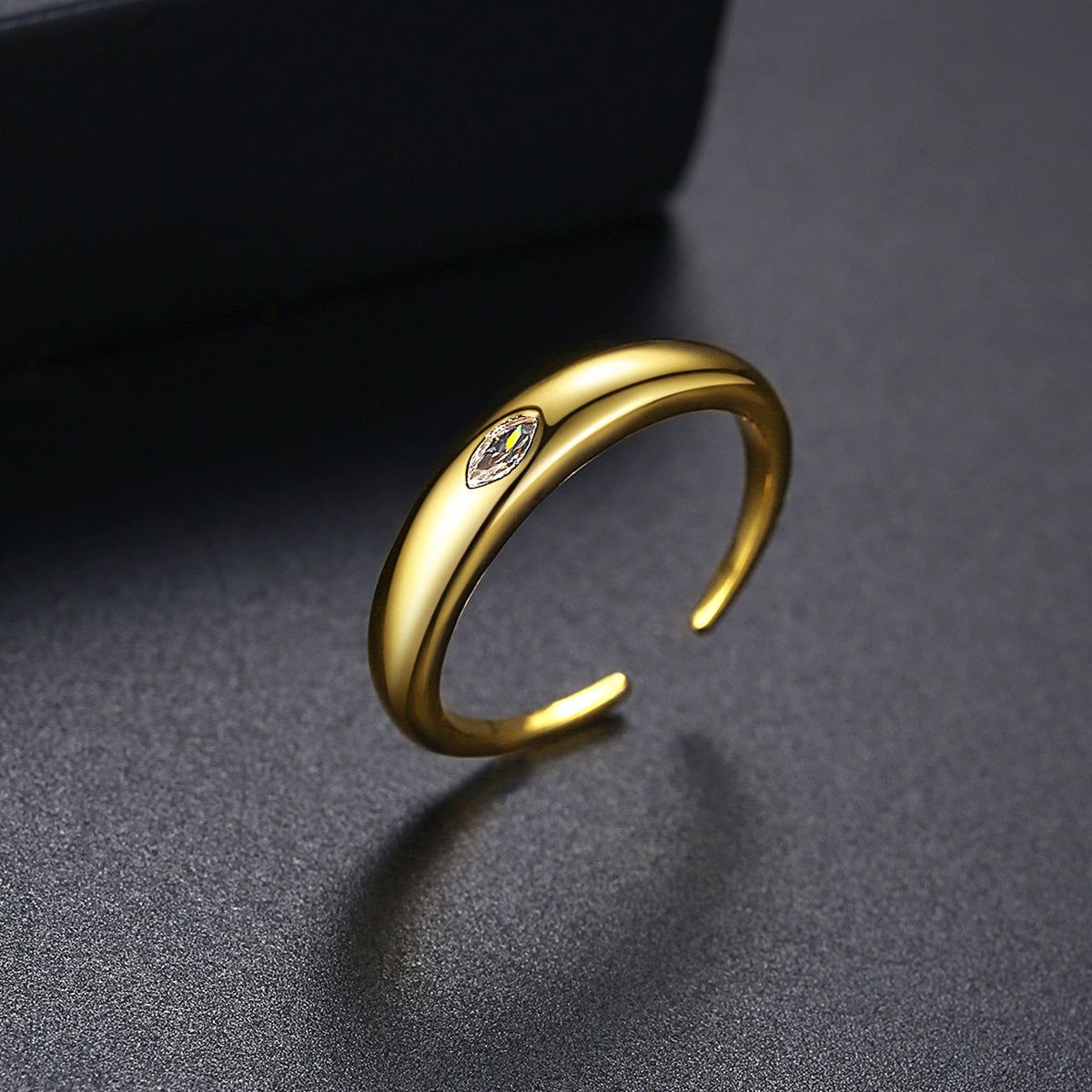 Crystal and 18K Gold-Plated Marquise-Cut Open Ring, gold statement rings for women, vintage-inspired design, lifestyle look
