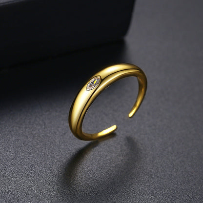 Crystal and 18K Gold-Plated Marquise-Cut Open Ring, gold statement rings for women, vintage-inspired design, lifestyle look