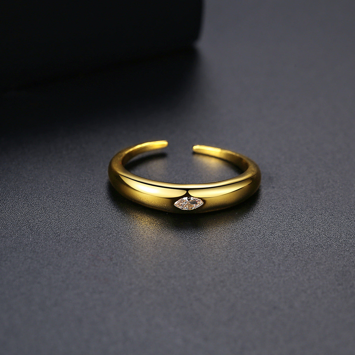 Crystal and 18K Gold-Plated Marquise-Cut Open Ring, gold statement rings for women, vintage-inspired design, side view