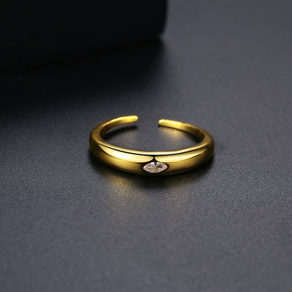 Crystal and 18K Gold-Plated Marquise-Cut Open Ring, gold statement rings for women, vintage-inspired design, side view